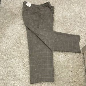Macy’s Brown and Cream plaid Calvin Klein Modern Fit Pants